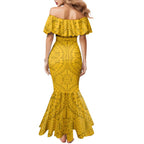 Personalized Hawthorn Hawks Mermaid Dress Polynesian Tribal Pattern Heritage Football