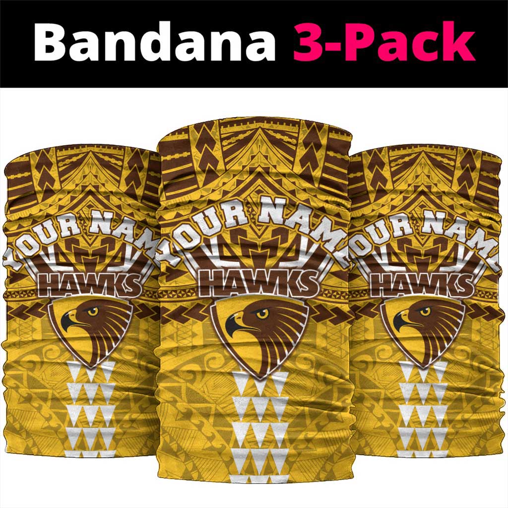 Personalized Hawthorn Hawks Neck Gaiter Polynesian Tribal Pattern Heritage Football