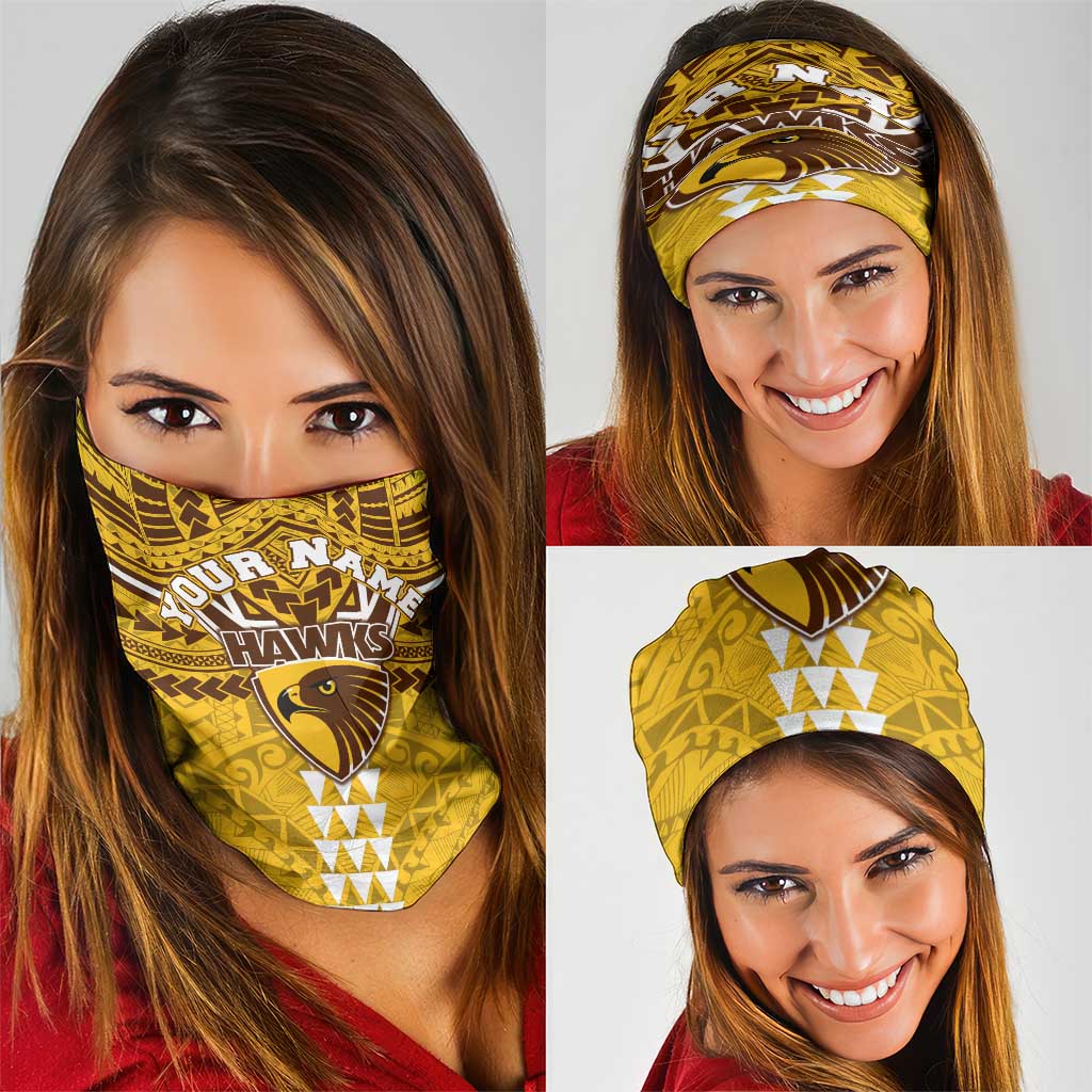 Personalized Hawthorn Hawks Neck Gaiter Polynesian Tribal Pattern Heritage Football