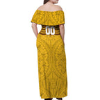 Personalized Hawthorn Hawks Off Shoulder Maxi Dress Polynesian Tribal Pattern Heritage Football