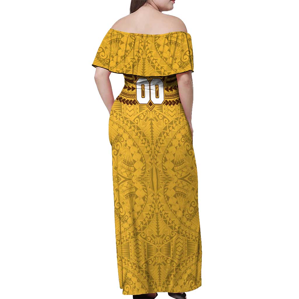 Personalized Hawthorn Hawks Off Shoulder Maxi Dress Polynesian Tribal Pattern Heritage Football