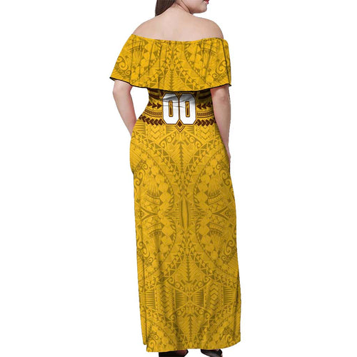 Personalized Hawthorn Hawks Off Shoulder Maxi Dress Polynesian Tribal Pattern Heritage Football