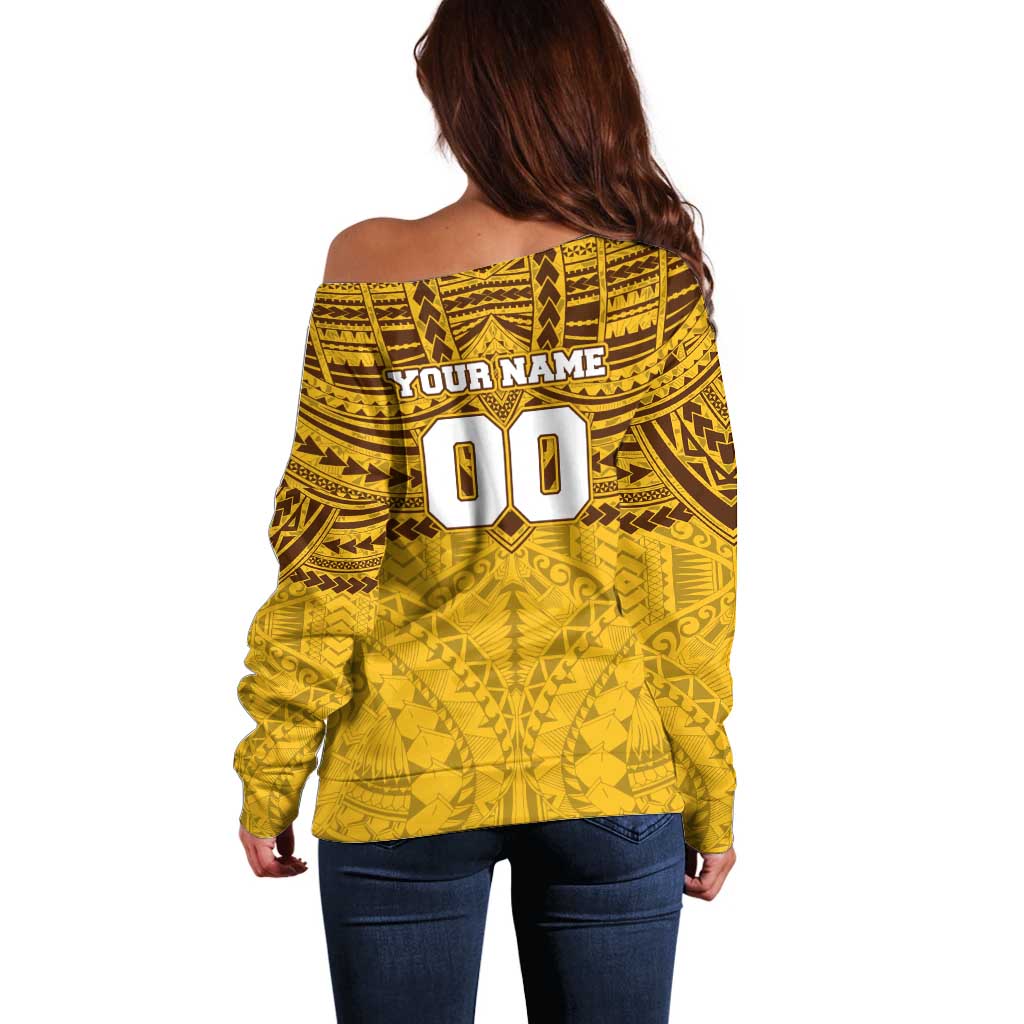 Personalized Hawthorn Hawks Off Shoulder Sweater Polynesian Tribal Pattern Heritage Football
