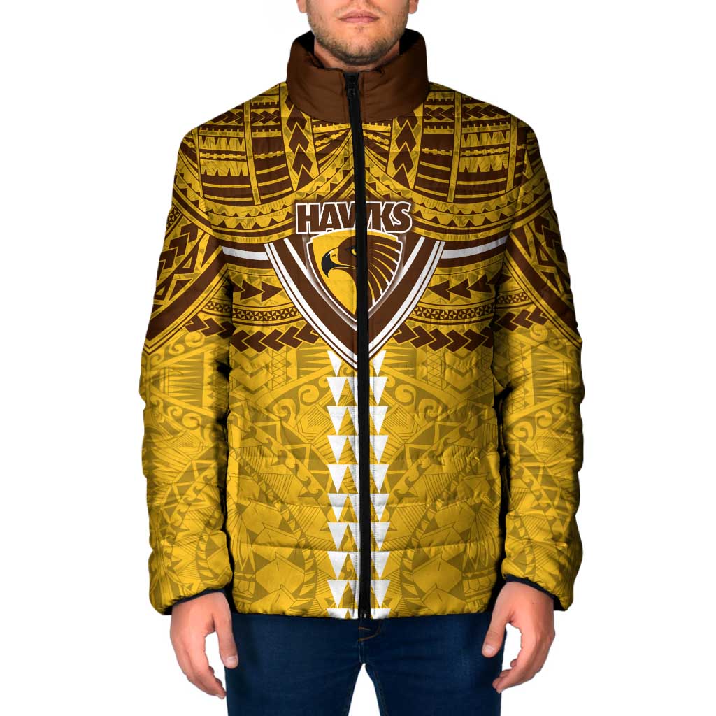 Personalized Hawthorn Hawks Padded Jacket Polynesian Tribal Pattern Heritage Football