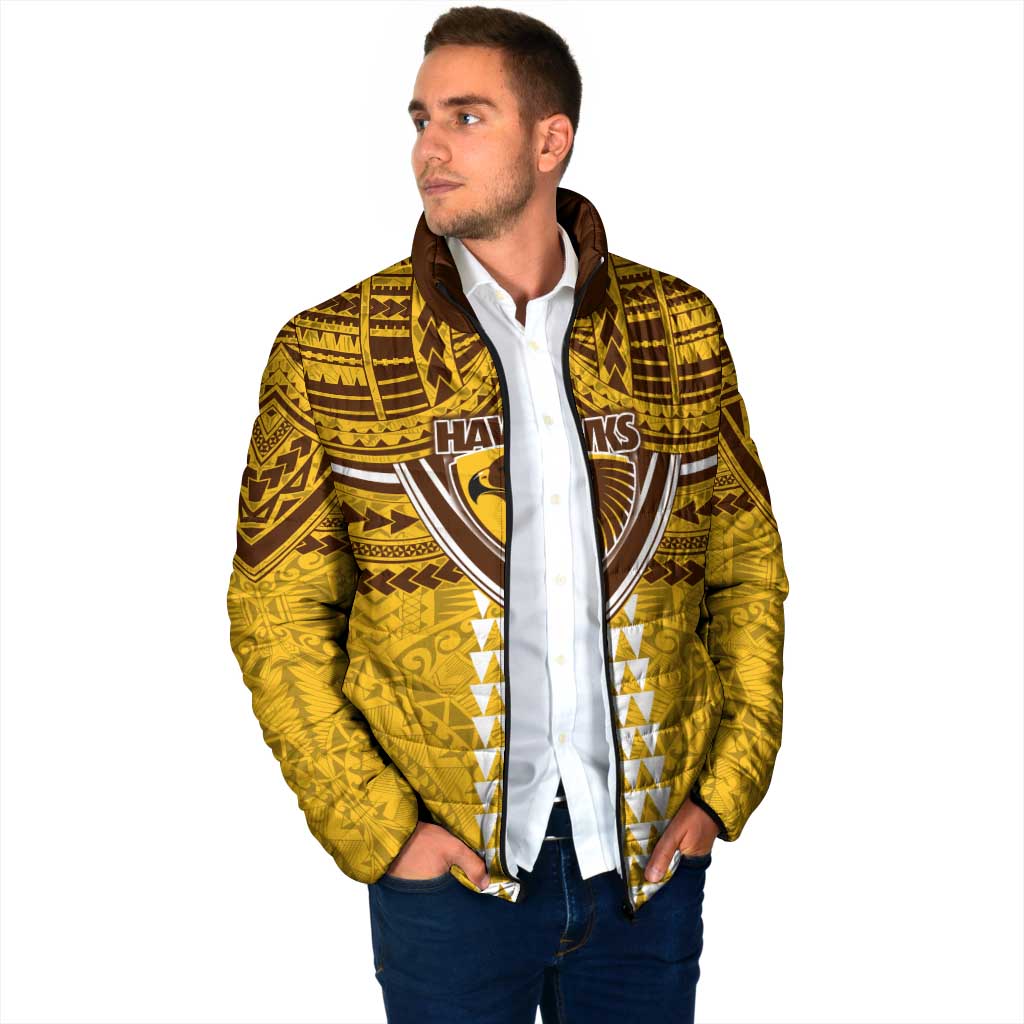 Personalized Hawthorn Hawks Padded Jacket Polynesian Tribal Pattern Heritage Football