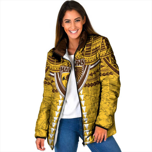 Personalized Hawthorn Hawks Padded Jacket Polynesian Tribal Pattern Heritage Football