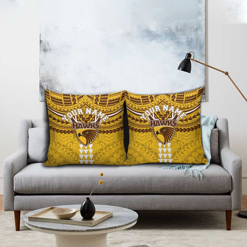 Personalized Hawthorn Hawks Pillow Cover Polynesian Tribal Pattern Heritage Football