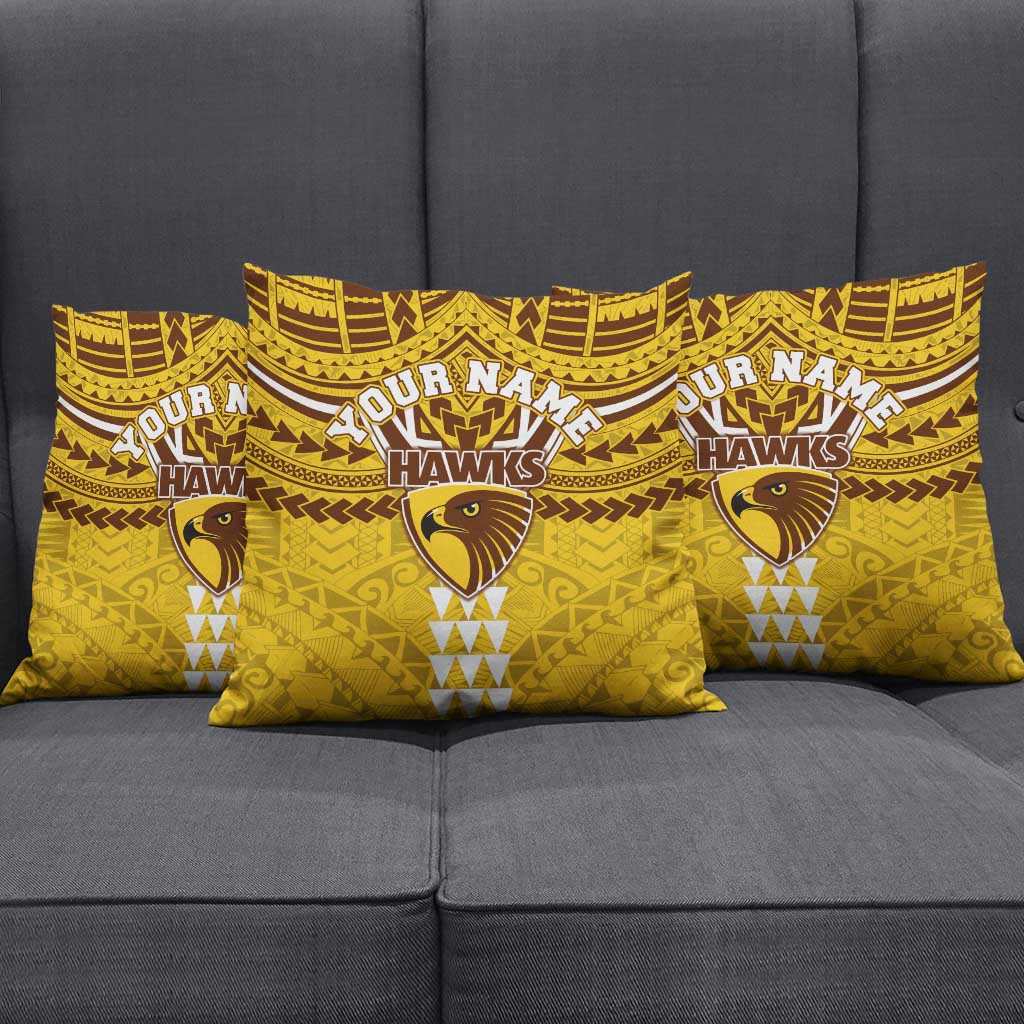 Personalized Hawthorn Hawks Pillow Cover Polynesian Tribal Pattern Heritage Football