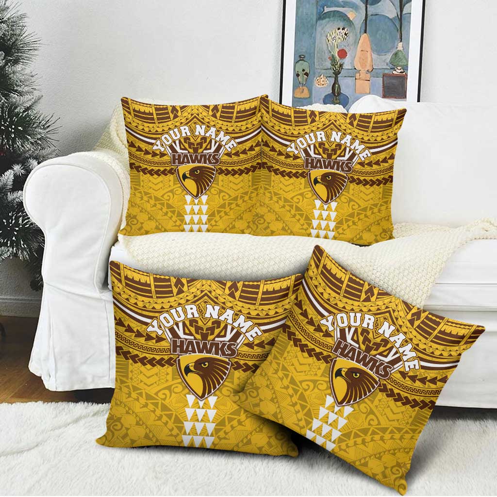Personalized Hawthorn Hawks Pillow Cover Polynesian Tribal Pattern Heritage Football