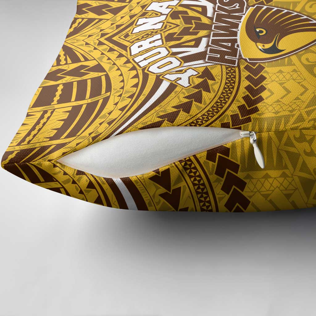 Personalized Hawthorn Hawks Pillow Cover Polynesian Tribal Pattern Heritage Football