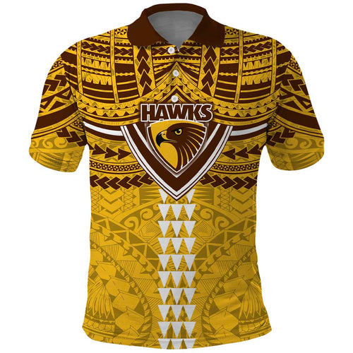 Personalized Hawthorn Hawks Polo Shirt Polynesian Tribal Pattern Heritage Football