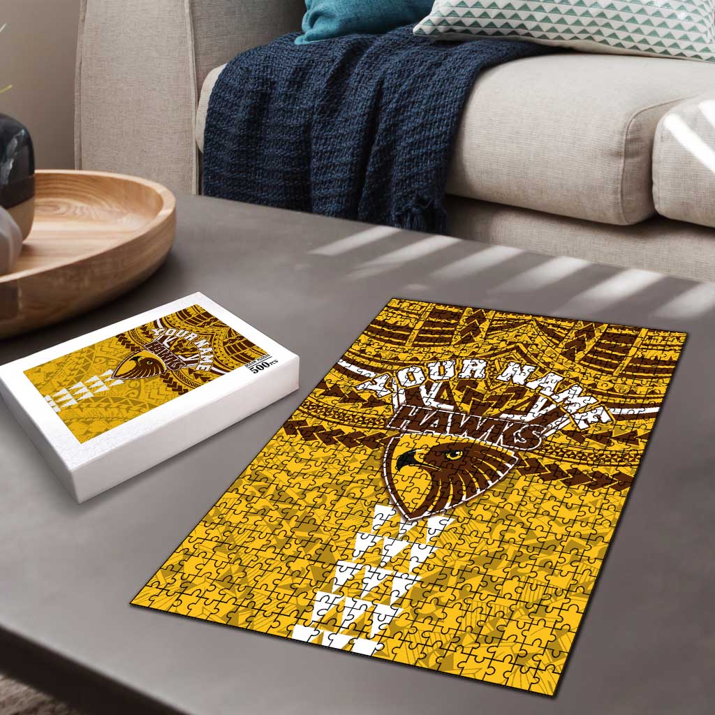 Personalized Hawthorn Hawks Puzzle Polynesian Tribal Pattern Heritage Football
