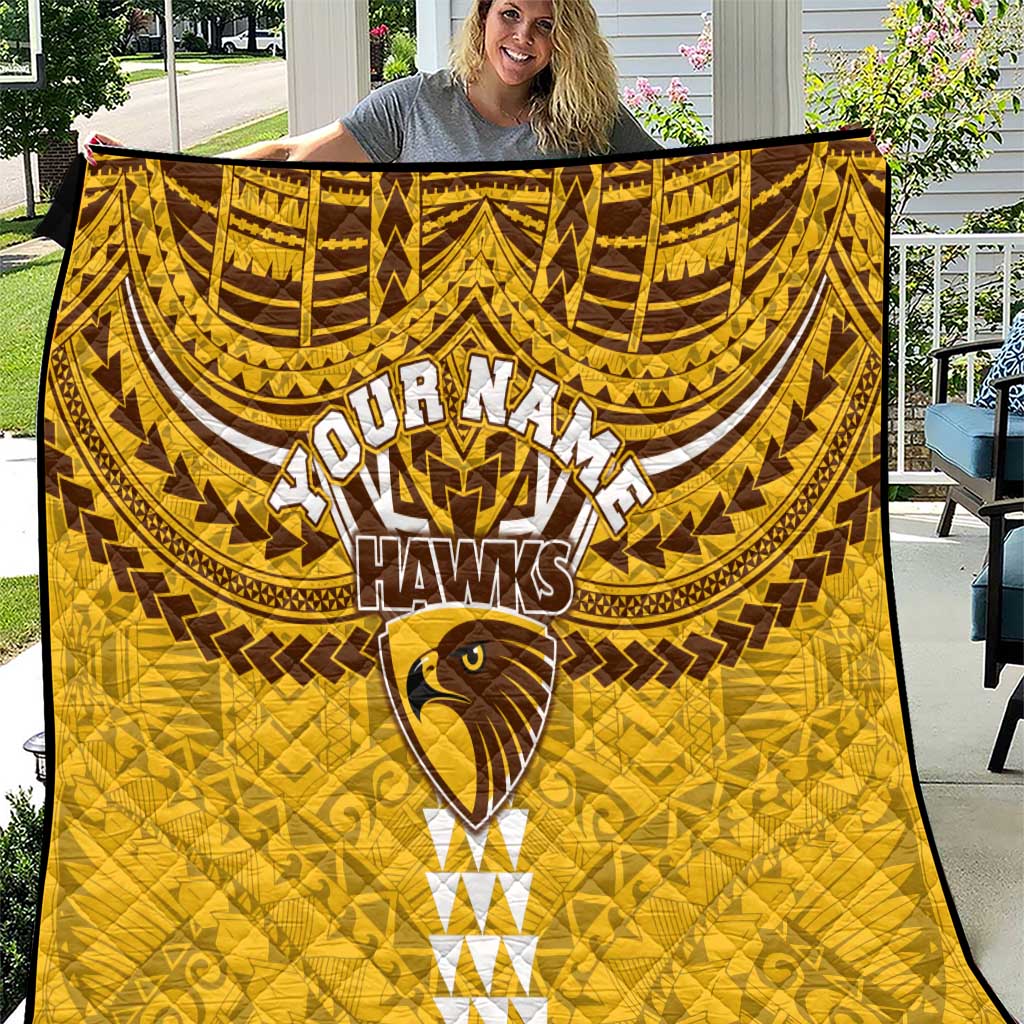 Personalized Hawthorn Hawks Quilt Polynesian Tribal Pattern Heritage Football