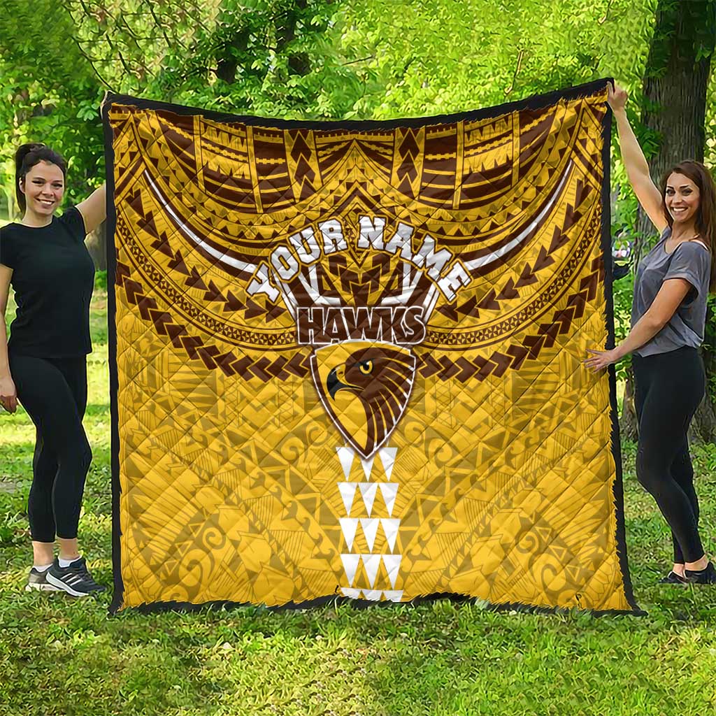 Personalized Hawthorn Hawks Quilt Polynesian Tribal Pattern Heritage Football