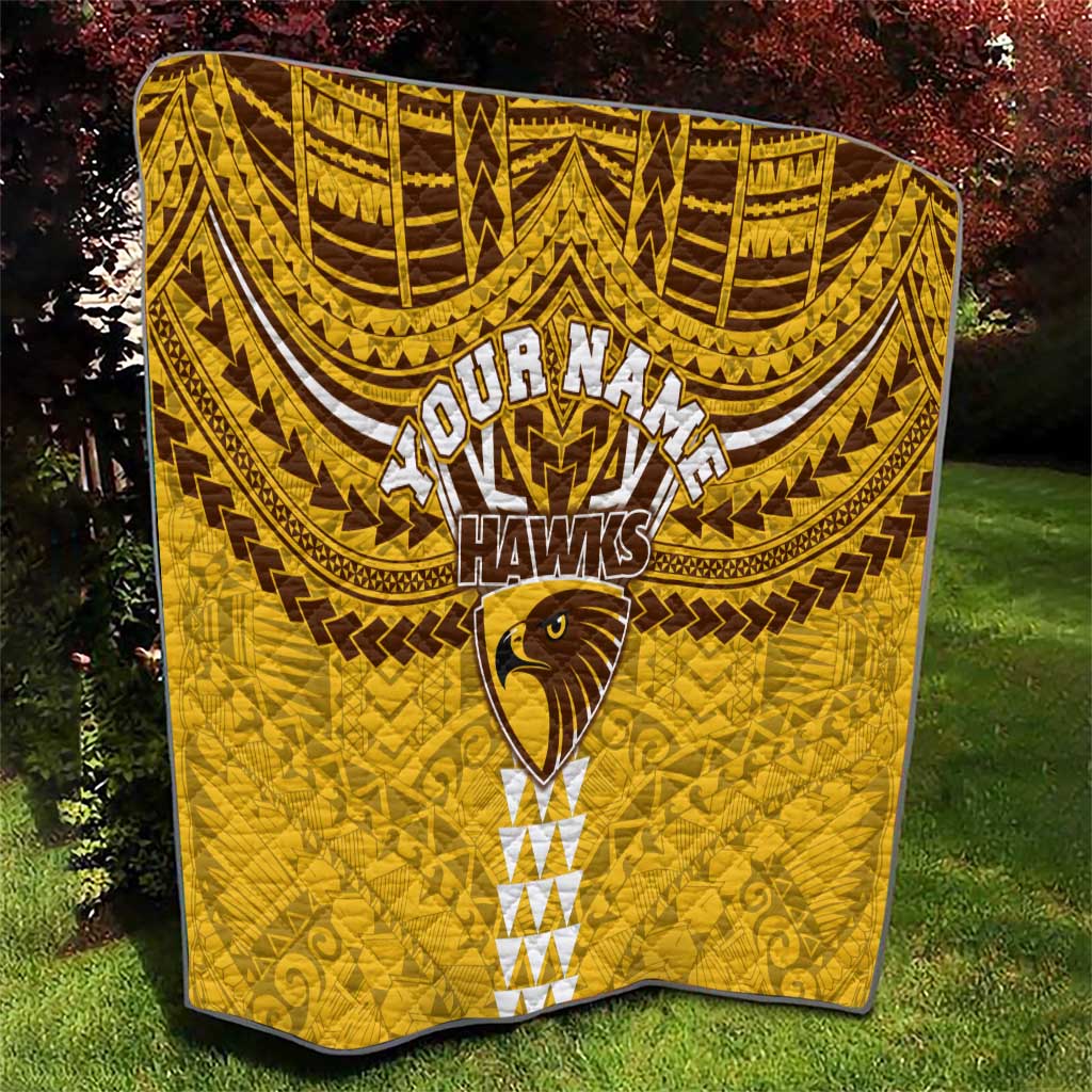 Personalized Hawthorn Hawks Quilt Polynesian Tribal Pattern Heritage Football