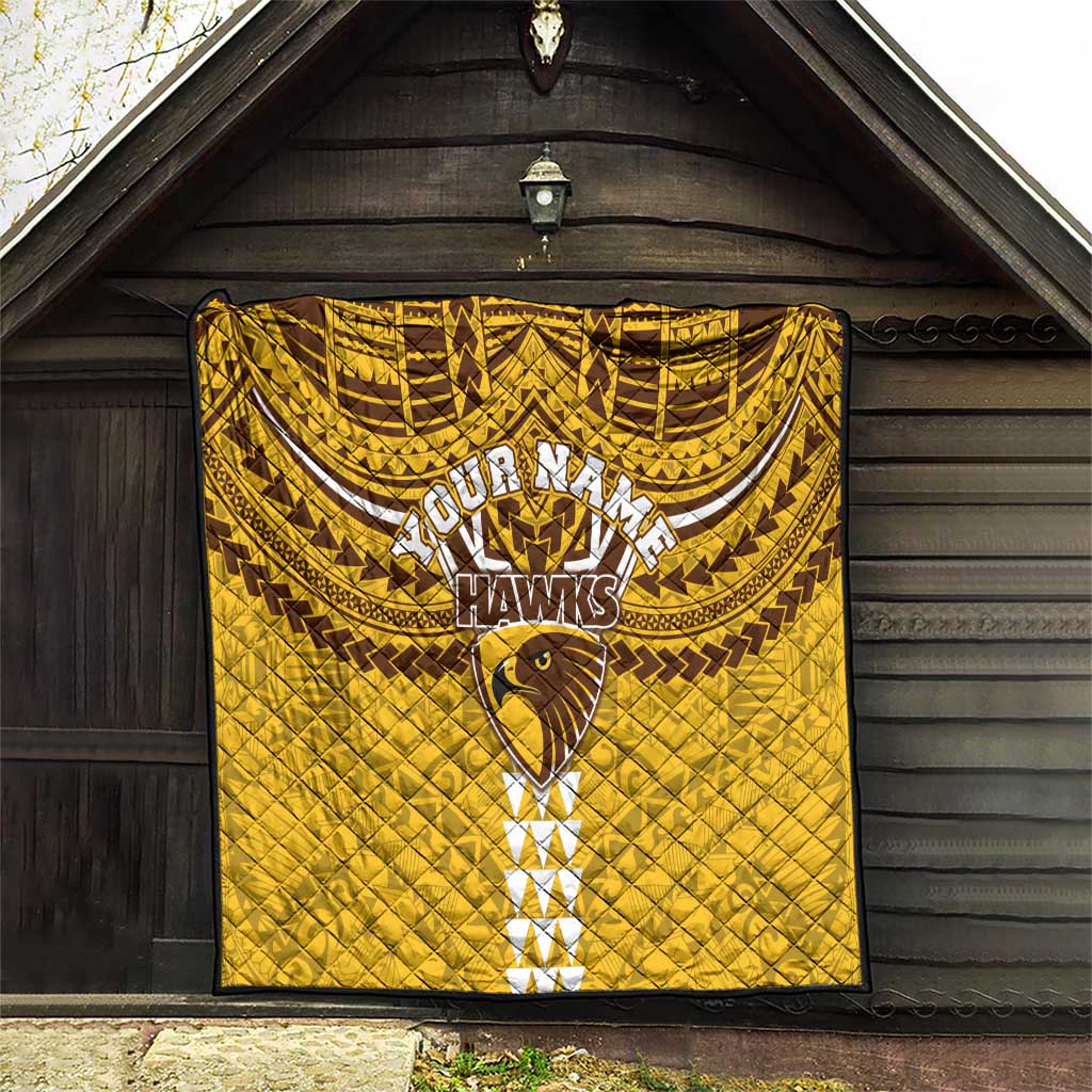 Personalized Hawthorn Hawks Quilt Polynesian Tribal Pattern Heritage Football