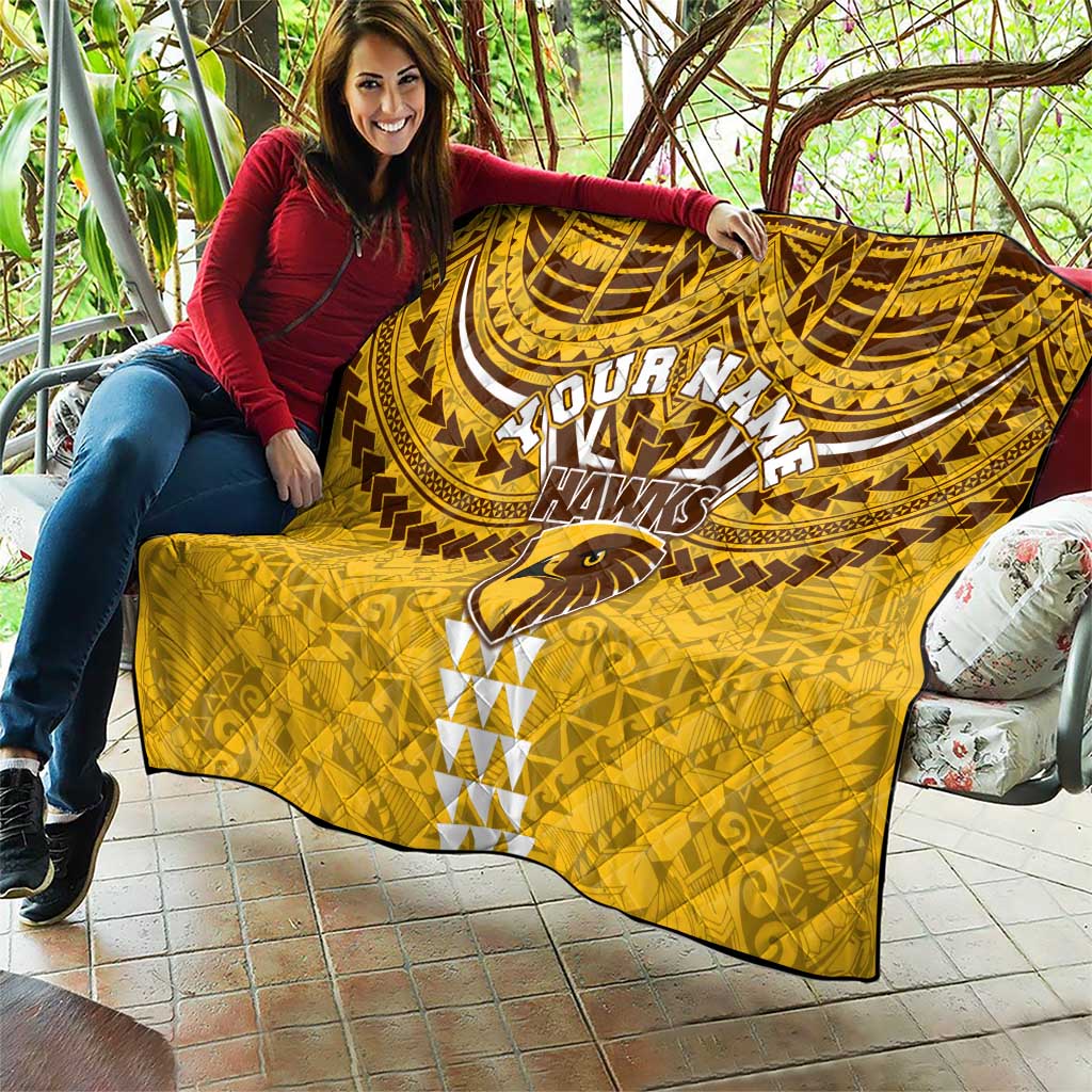 Personalized Hawthorn Hawks Quilt Polynesian Tribal Pattern Heritage Football
