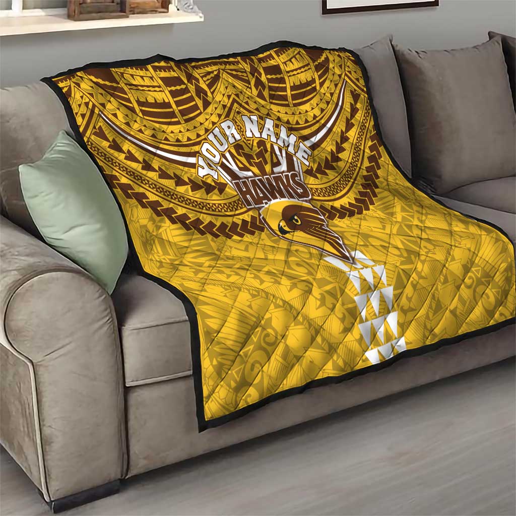 Personalized Hawthorn Hawks Quilt Polynesian Tribal Pattern Heritage Football