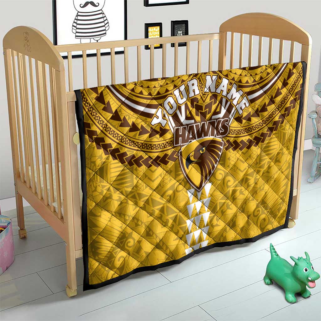 Personalized Hawthorn Hawks Quilt Polynesian Tribal Pattern Heritage Football