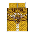 Personalized Hawthorn Hawks Quilt Bed Set Polynesian Tribal Pattern Heritage Football