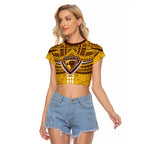Personalized Hawthorn Hawks Raglan Cropped T Shirt Polynesian Tribal Pattern Heritage Football