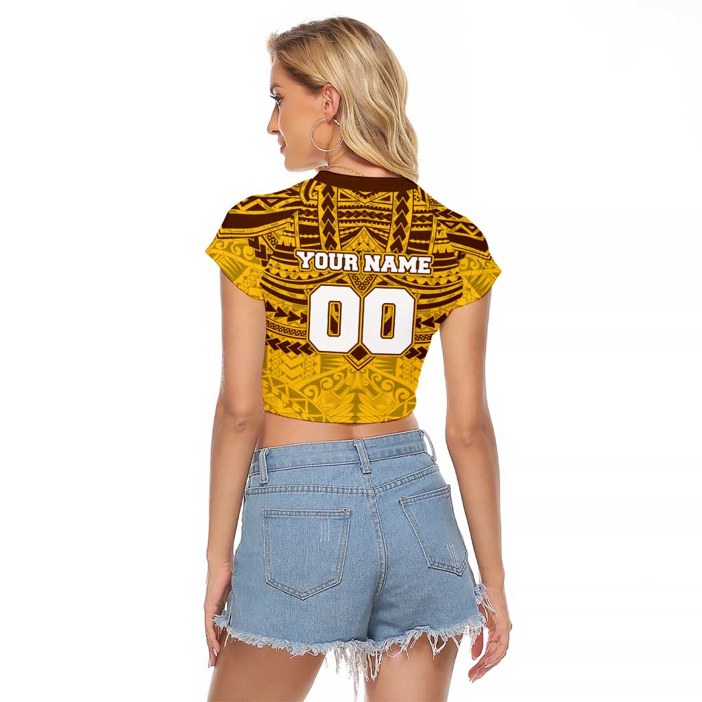 Personalized Hawthorn Hawks Raglan Cropped T Shirt Polynesian Tribal Pattern Heritage Football