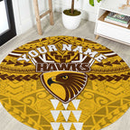 Personalized Hawthorn Hawks Round Carpet Polynesian Tribal Pattern Heritage Football