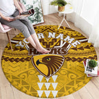 Personalized Hawthorn Hawks Round Carpet Polynesian Tribal Pattern Heritage Football