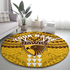 Personalized Hawthorn Hawks Round Carpet Polynesian Tribal Pattern Heritage Football