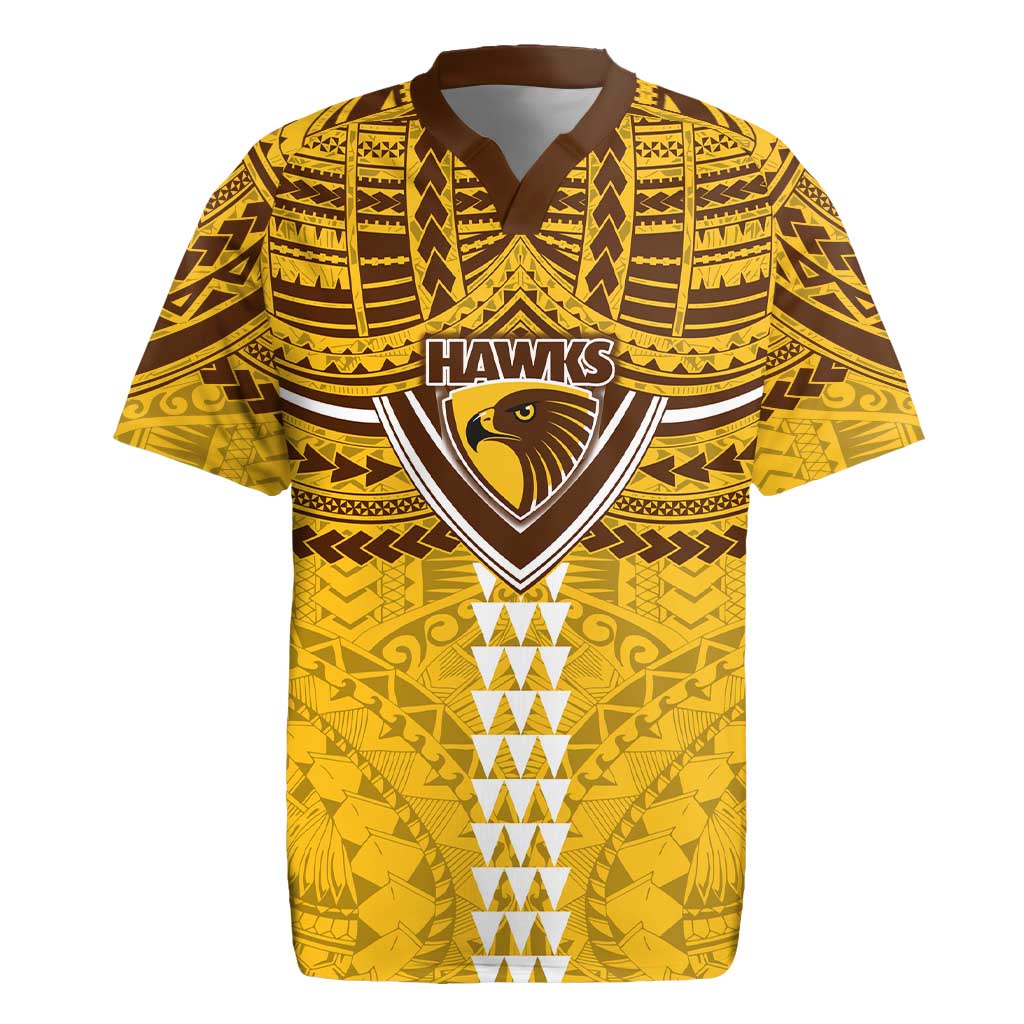 Personalized Hawthorn Hawks Rugby Jersey Polynesian Tribal Pattern Heritage Football