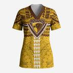 Personalized Hawthorn Hawks Scrub Top Polynesian Tribal Pattern Heritage Football