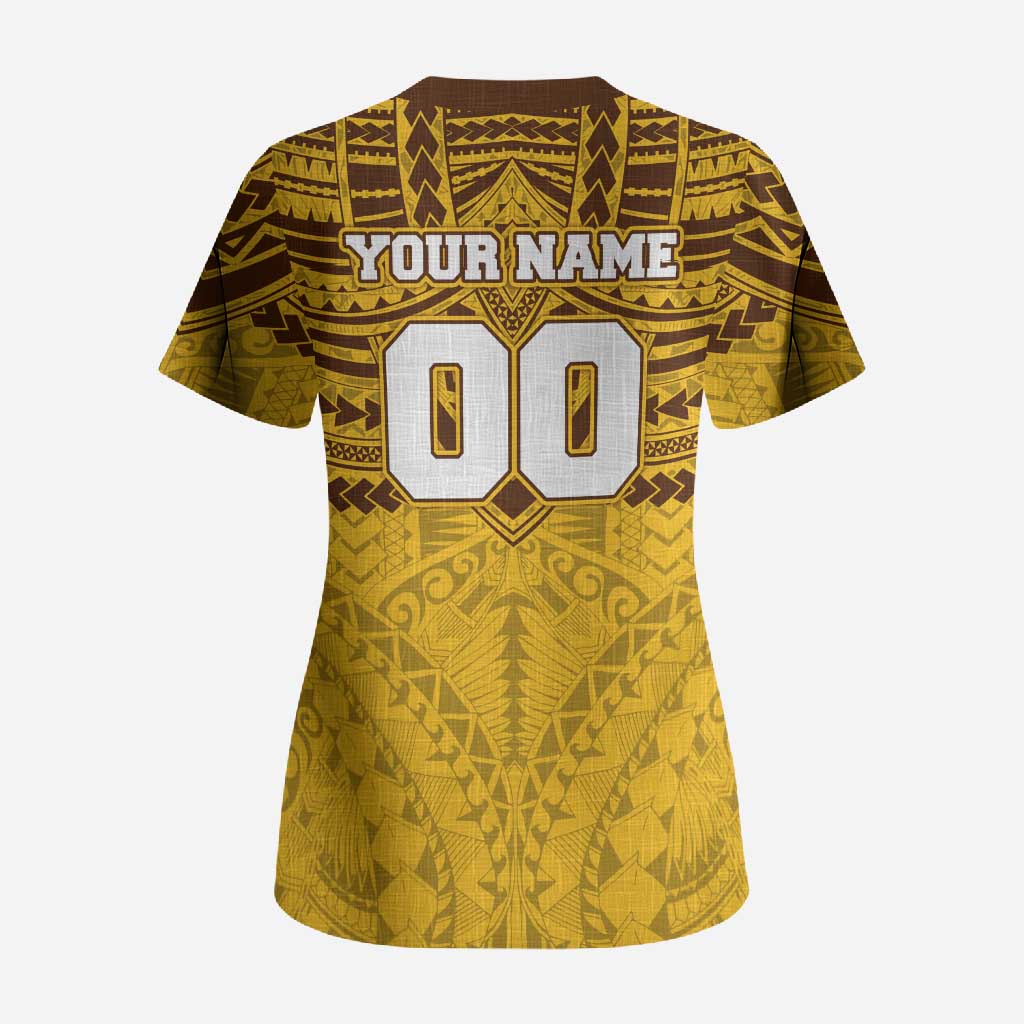 Personalized Hawthorn Hawks Scrub Top Polynesian Tribal Pattern Heritage Football
