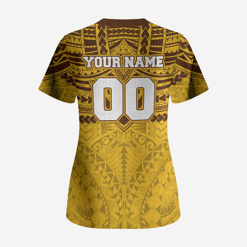 Personalized Hawthorn Hawks Scrub Top Polynesian Tribal Pattern Heritage Football