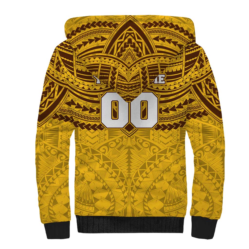 Personalized Hawthorn Hawks Sherpa Hoodie Polynesian Tribal Pattern Heritage Football