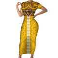 Personalized Hawthorn Hawks Short Sleeve Bodycon Dress Polynesian Tribal Pattern Heritage Football