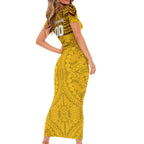 Personalized Hawthorn Hawks Short Sleeve Bodycon Dress Polynesian Tribal Pattern Heritage Football