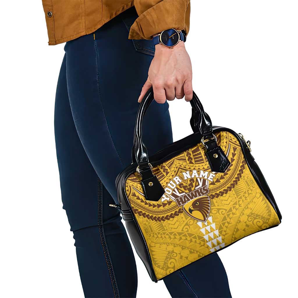 Personalized Hawthorn Hawks Shoulder Handbag Polynesian Tribal Pattern Heritage Football