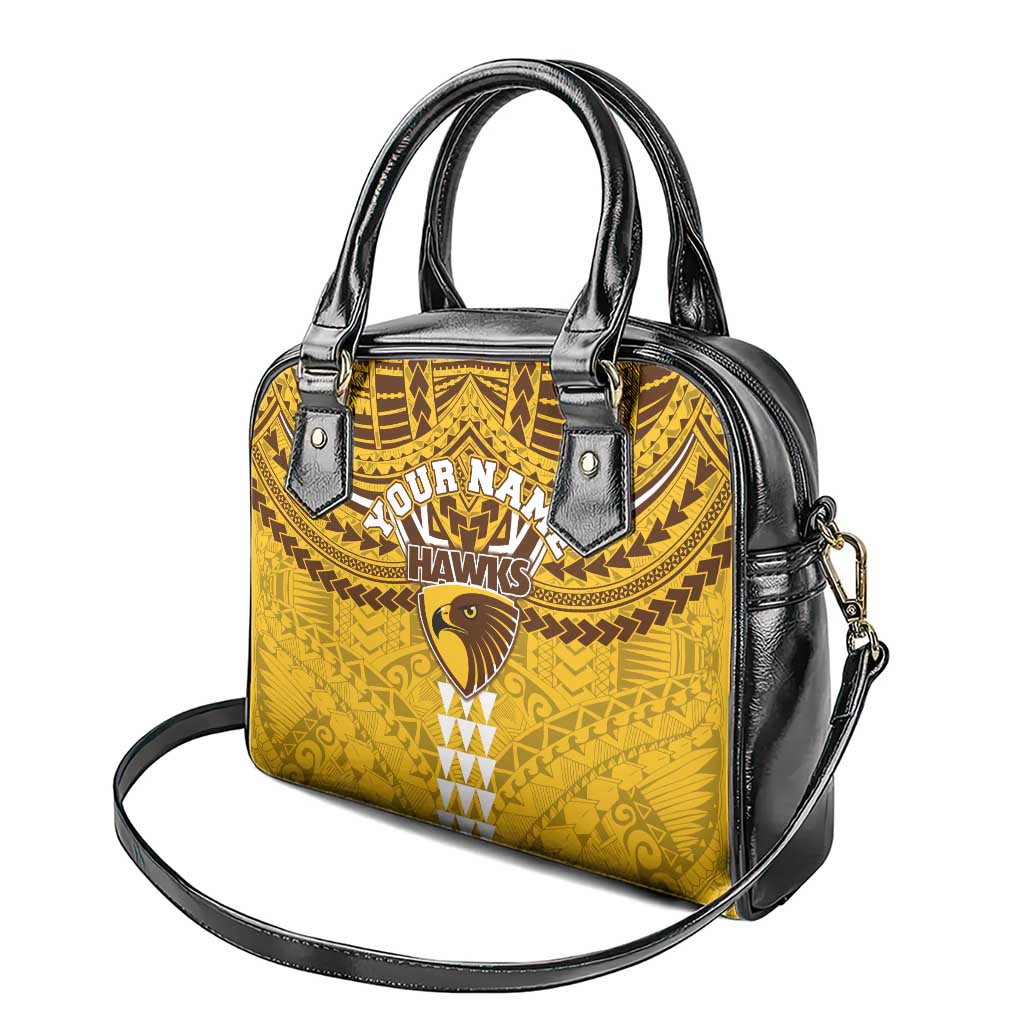 Personalized Hawthorn Hawks Shoulder Handbag Polynesian Tribal Pattern Heritage Football