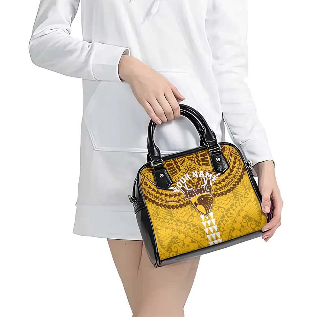 Personalized Hawthorn Hawks Shoulder Handbag Polynesian Tribal Pattern Heritage Football