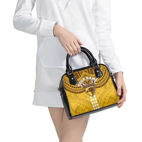 Personalized Hawthorn Hawks Shoulder Handbag Polynesian Tribal Pattern Heritage Football