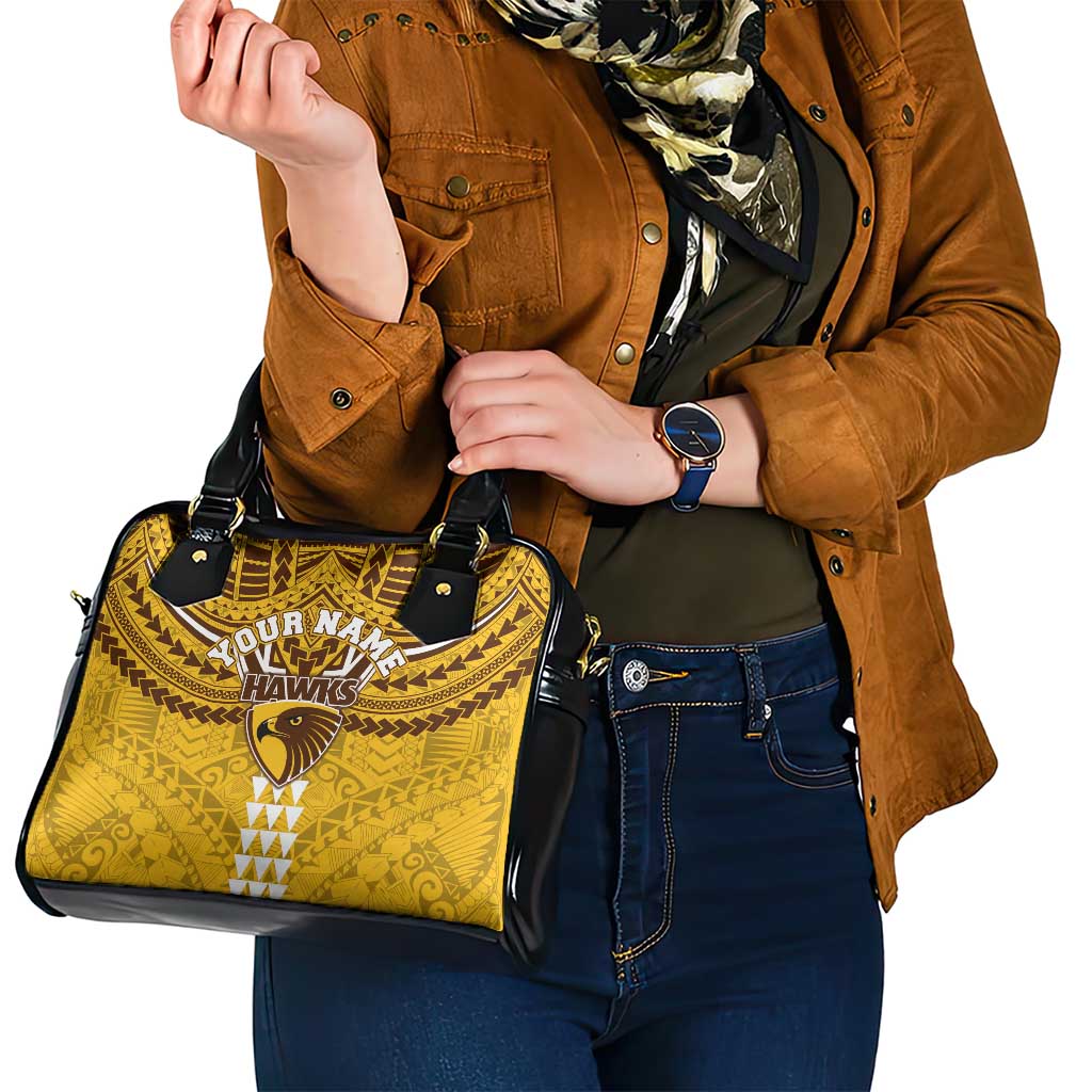 Personalized Hawthorn Hawks Shoulder Handbag Polynesian Tribal Pattern Heritage Football