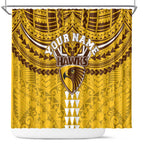 Personalized Hawthorn Hawks Shower Curtain Polynesian Tribal Pattern Heritage Football