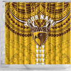 Personalized Hawthorn Hawks Shower Curtain Polynesian Tribal Pattern Heritage Football