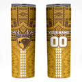 Personalized Hawthorn Hawks Skinny Tumbler Polynesian Tribal Pattern Heritage Football