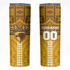 Personalized Hawthorn Hawks Skinny Tumbler Polynesian Tribal Pattern Heritage Football