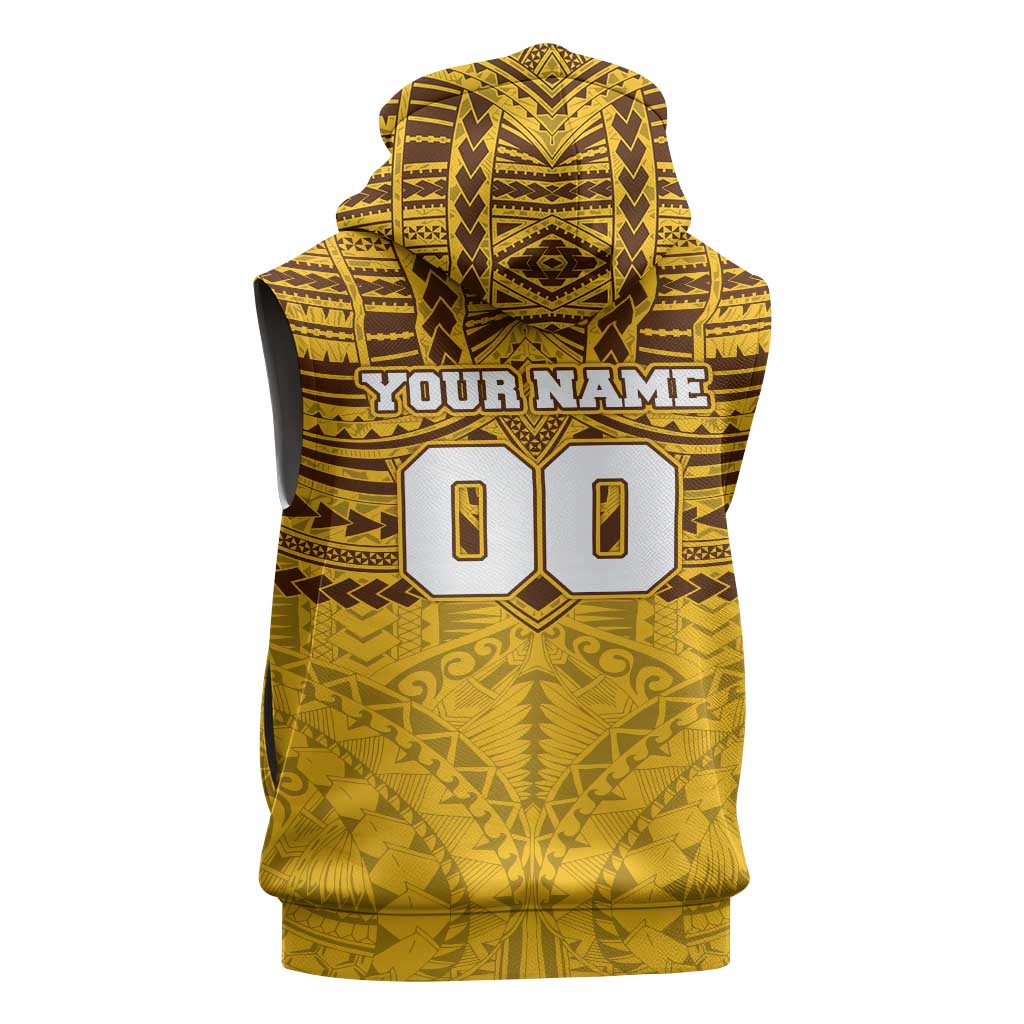 Personalized Hawthorn Hawks Sleeveless Hoodie Polynesian Tribal Pattern Heritage Football