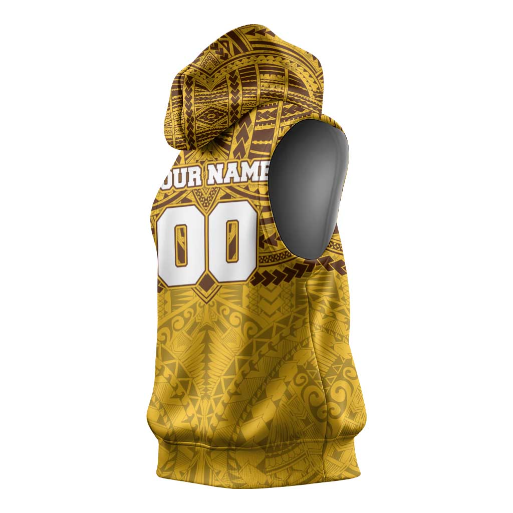 Personalized Hawthorn Hawks Sleeveless Hoodie Polynesian Tribal Pattern Heritage Football