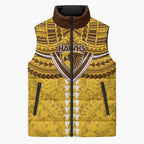 Personalized Hawthorn Hawks Sleeveless Puffer Jacket Polynesian Tribal Pattern Heritage Football