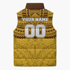 Personalized Hawthorn Hawks Sleeveless Puffer Jacket Polynesian Tribal Pattern Heritage Football