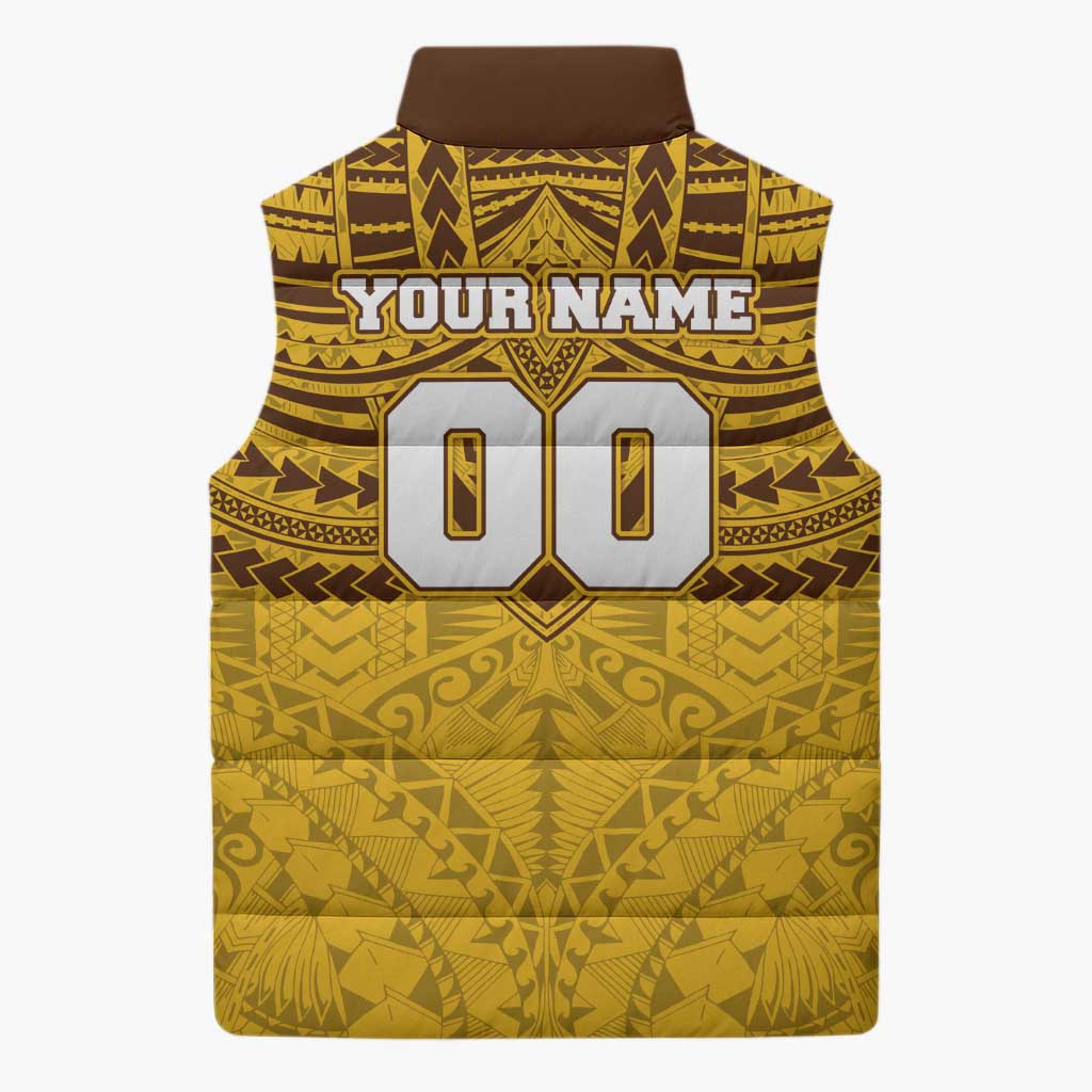 Personalized Hawthorn Hawks Sleeveless Puffer Jacket Polynesian Tribal Pattern Heritage Football